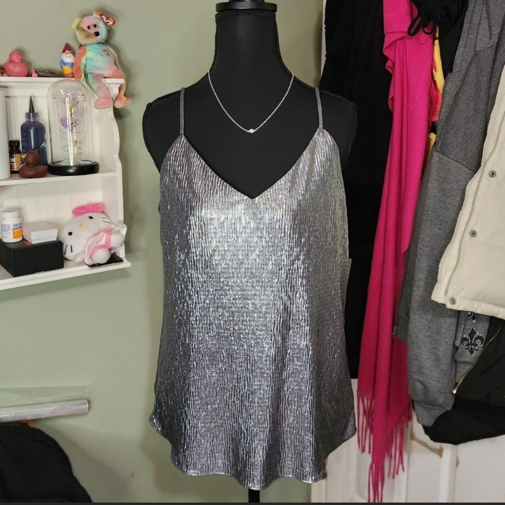 LOFT Shimmering Silver Camisole Top